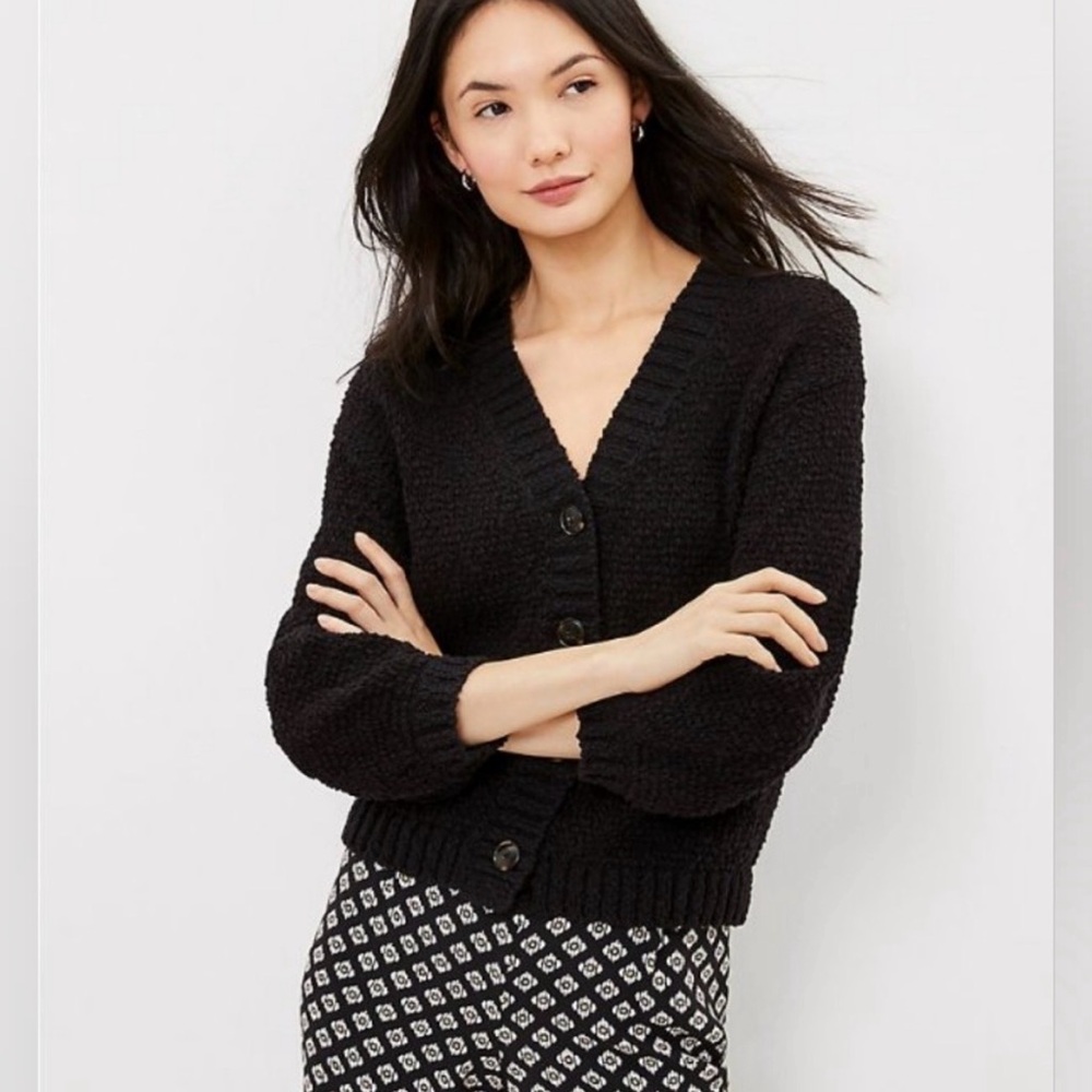 LOFT Black Textured Cardigan